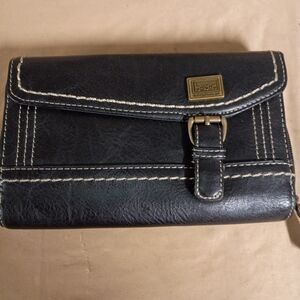 b.o.c. Black Leather Wallet with Buckle Detail